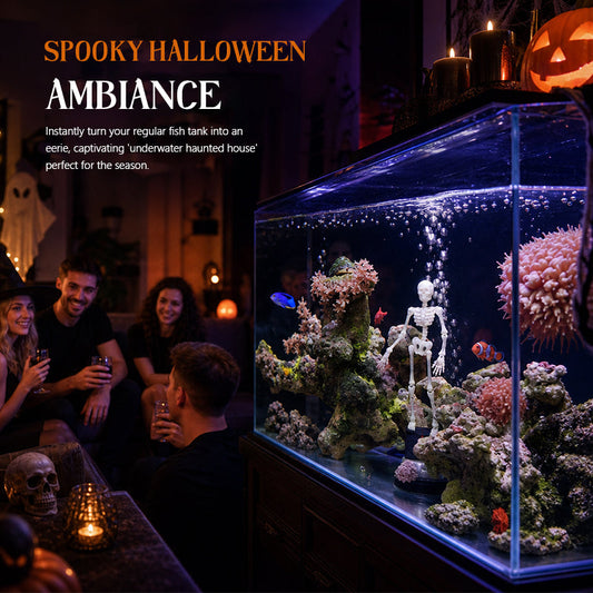 💀 Dynamisch Halloween-aquariumornament in de vorm van een skelet: een door lucht aangedreven aquariumversiering!🐠