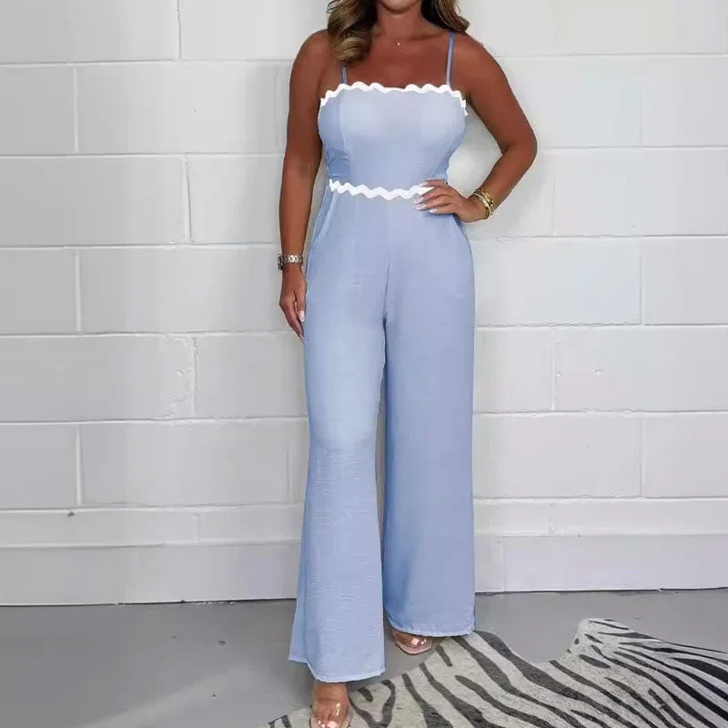 🔥Tijdelijke aanbieding 49% KORTING🎁🌸 Geribbelde jumpsuit met jarretelles en borstomslag