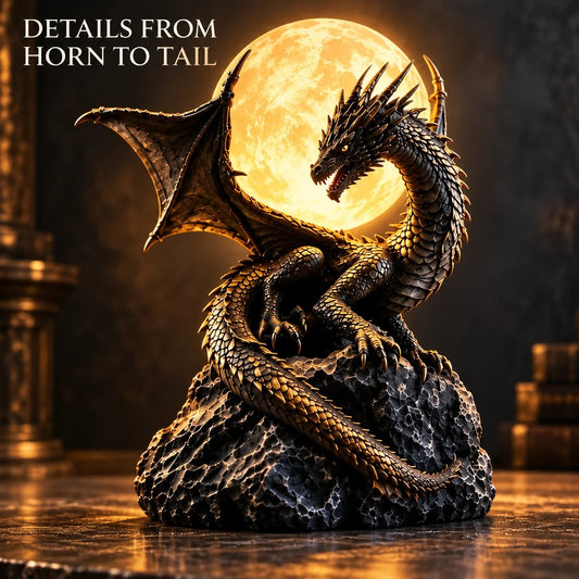 🐉 Gotische draak-maanbol-beeldlamp