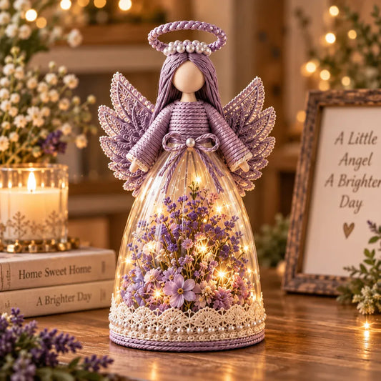 Blooming Guardian Angel Light | Bloemvormig LED-beeldje in lavendel, roze en salie