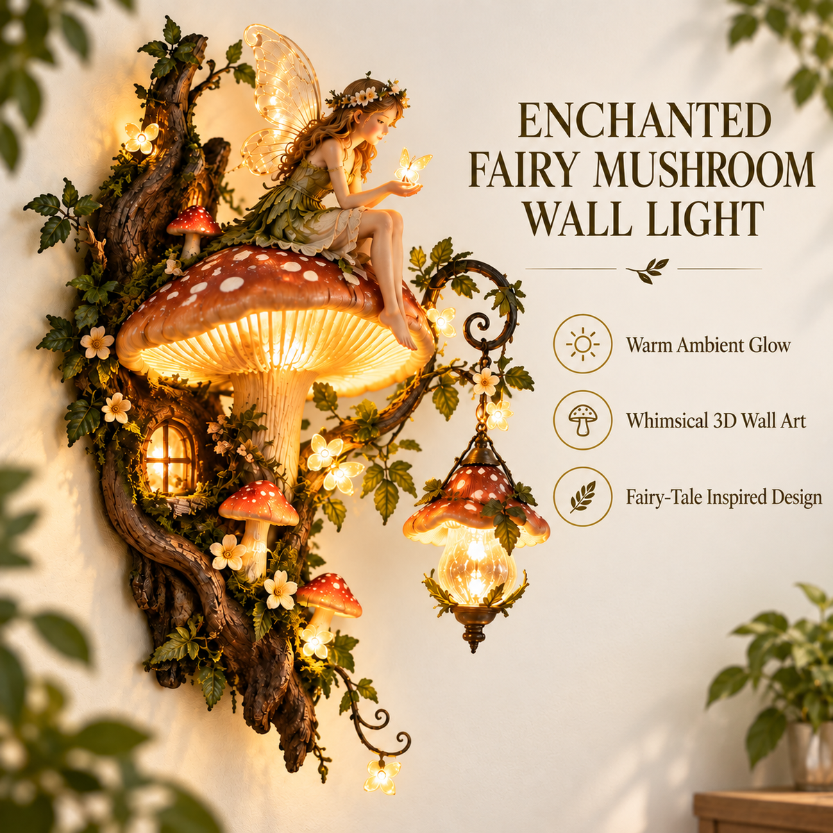 ⏰Beperkte voorraad 50% KORTING - 🧚✨ Wandlamp ‘Betoverde paddenstoelfee’ 🍄🌿