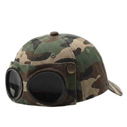 🤣 Baseballpet in pilotenstijl — Unieke vakjes voor zonnebrillen en vintage metalen details! 🧢✨