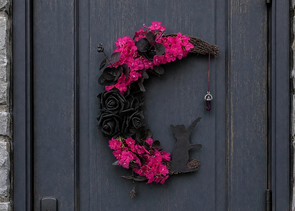 🌙Handmade Halloween Cat Wreath