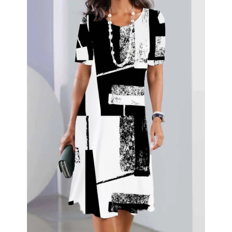 🥰Tijdelijke aanbieding 49% KORTING🎁✨Dames casual jurken met 3D print en ronde halslijn