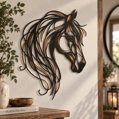 🐎Opengewerkte metalen wanddecoratie met een paardenhoofd