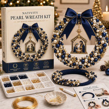 🎄✨ DIY-set voor een kerstkrans met parels – Handgemaakte kerstdeurversiering met kralen 💎🎀