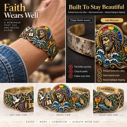 🔥 Laatste dag: 49% KORTING - ✝️ Door het geloof geïnspireerde Jezus-armband | Antiek messing met bijbeltekst