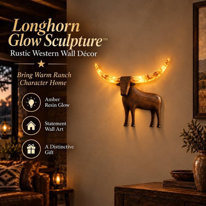 🐮✨Verlichte Longhorn-wandsculptuur – Rustieke western-LED-wanddecoratie🌙