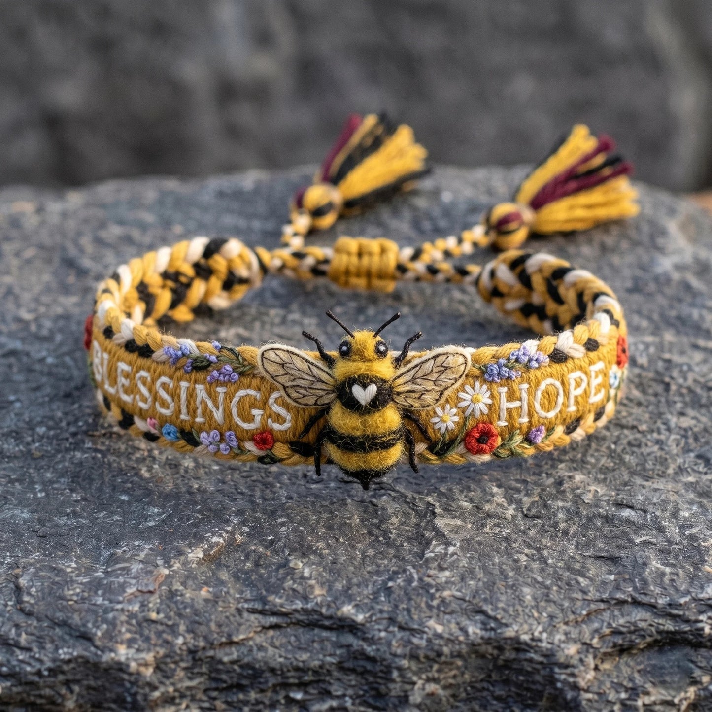 🌼Zegeningen & Hoop 🐝2026 Limited Edition Handgemaakte geweven armband met bijenmotief