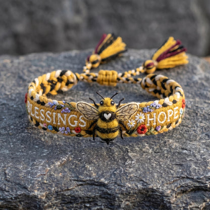 🌼Zegeningen & Hoop 🐝2026 Limited Edition Handgemaakte geweven armband met bijenmotief