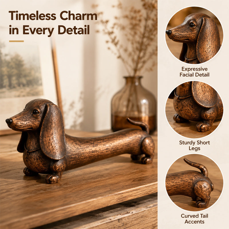 🐶Decoratief ornament in de vorm van een teckelsculptuur.