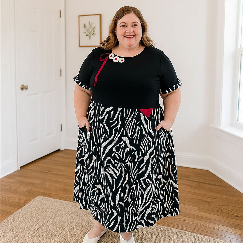 💞Maxi-Jurk Met Korte Mouwen En Knoopjesprint