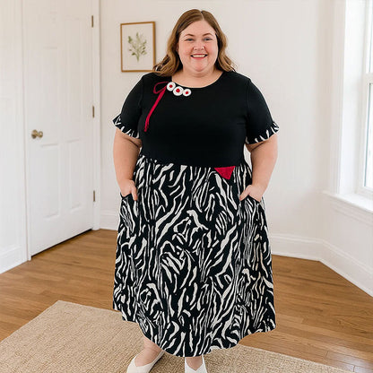 💞Maxi-Jurk Met Korte Mouwen En Knoopjesprint