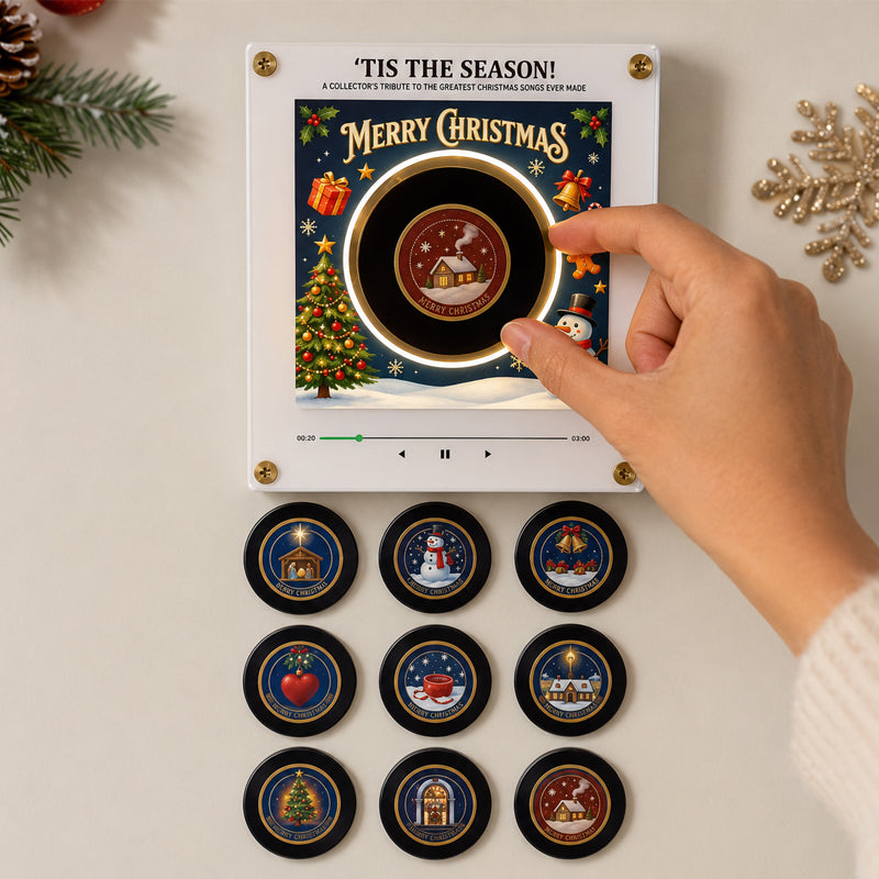 Kerstmuziek-koelkaststickers | 9 klassieke kerstliedjes – interactieve kerstversiering