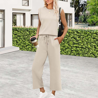 ✨Tijdelijke uitverkoop 45% KORTING🎁🌺2025 Nieuwe casual damestop met kapmouw en wijde broek in twee delen