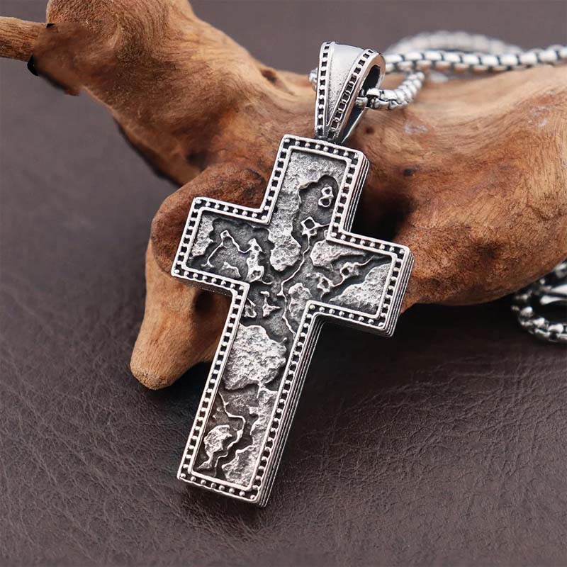 ✝️ Retro RVS Kruis Hanger met Schedel Design