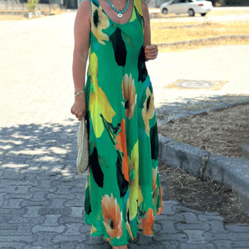 💃Maxi-Jurk Met Bloemenprint En Brede Bandjes🌸