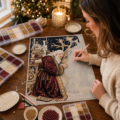 🌟 Feestelijke kerst-parel-diamantschilderij-knutselpakket