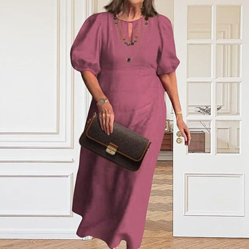 ✨Nieuwe productpromotie 45% korting🎁Effen Casual Jurk Met Pofmouwen