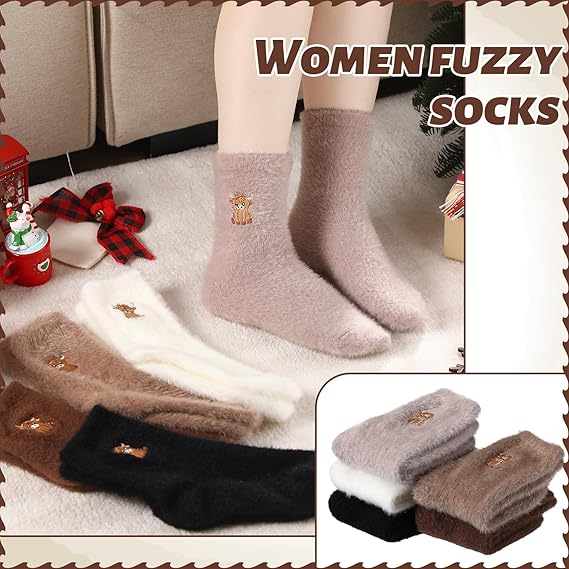🔥Women's Cute Warm Highland Cow Embroidered Plush Socks