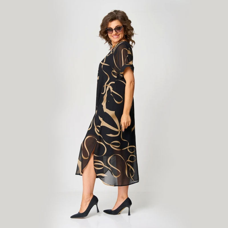 ✨Tijdelijke aanbieding 39% KORTING🎁🌸Bedrukte ontspannen jurk met V-hals