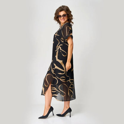 ✨Tijdelijke aanbieding 39% KORTING🎁🌸Bedrukte ontspannen jurk met V-hals