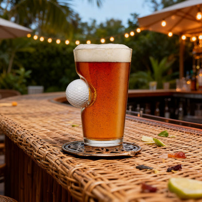 🍺⛳ Stuck-in-Glass Bierglas met Golfbal – Creatief & Uniek