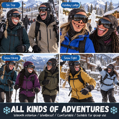 Grappig gezichtsmasker voor ski's – Hilarische bivakmuts voor de winter en het skiën