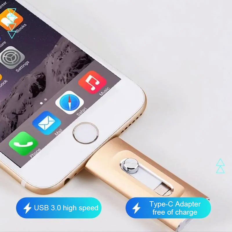 ⚡3-in-1 flashdrive, draagbare USB 3.0-geheugenopslag met hoge snelheid