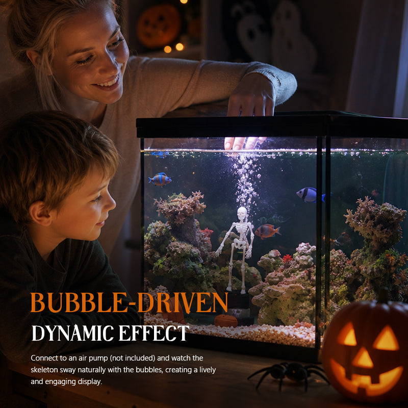 💀 Dynamisch Halloween-aquariumornament in de vorm van een skelet: een door lucht aangedreven aquariumversiering!🐠