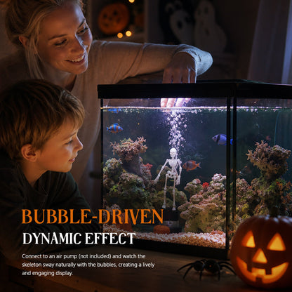 💀 Dynamisch Halloween-aquariumornament in de vorm van een skelet: een door lucht aangedreven aquariumversiering!🐠