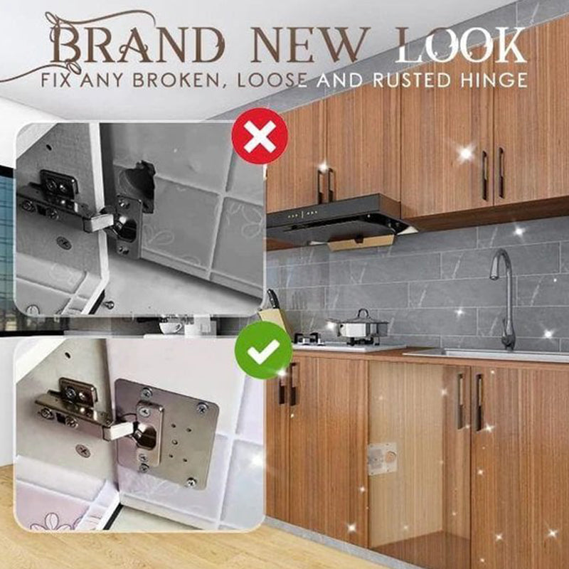 Roestvrijstalen reparatieset voor kastscharnieren - universele montageplaten met schroeven
