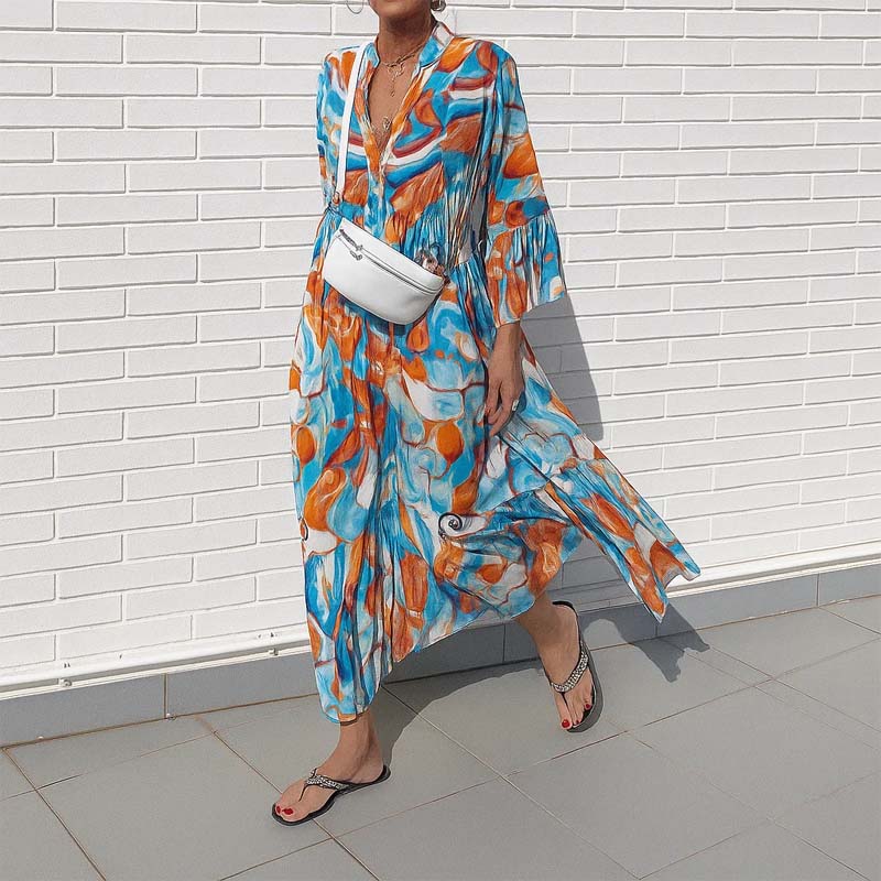 🌟Tijdelijke aanbieding 49% KORTING🎁V-hals Jurk mMet Hoge Taille