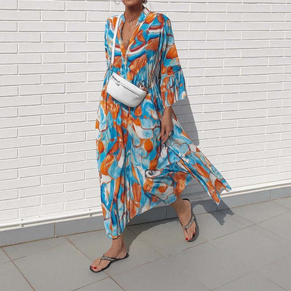 🌟Tijdelijke aanbieding 49% KORTING🎁V-hals Jurk mMet Hoge Taille