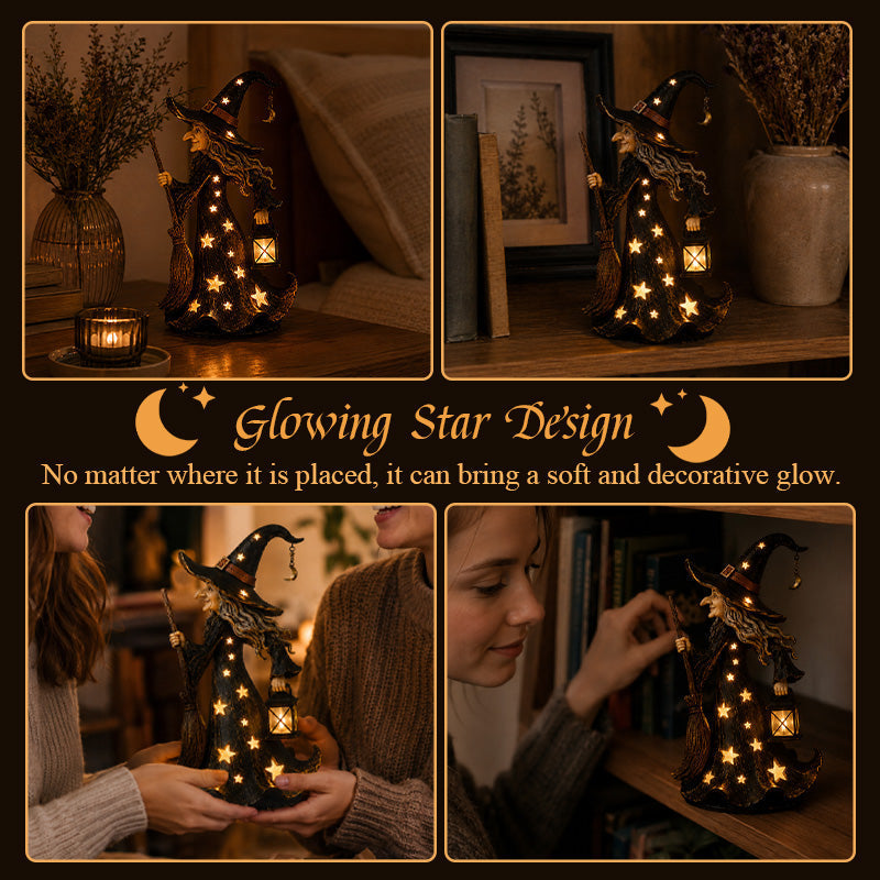 Starlight-heksen-nachtlampje | Halloween-heksenornament met warme LED-lampjes