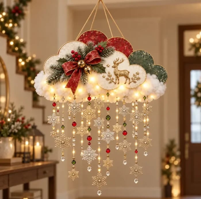 🔥✨ Engelachtige kerst-sneeuwwolk – Verlichte hangende kerstversiering☁️✨