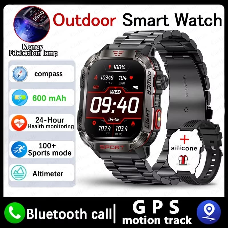 🔥 Laatste dag 70% KORTING – Militaire outdoor sport smartwatch voor heren, compatibel met Android en iOS