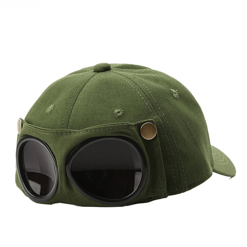 🤣 Baseballpet in pilotenstijl — Unieke vakjes voor zonnebrillen en vintage metalen details! 🧢✨