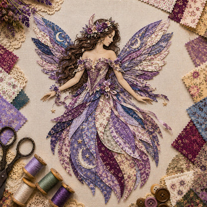 🧚‍♀️🌸 Premium DIY-pakket ‘Fairy Patchwork’ | Hoogwaardige gelaagde stof met bloemenvleugels – DIY handgemaakte fantasiewanddecoratie ✨
