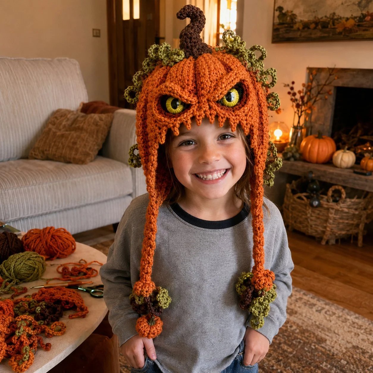🎭🎃 DIY-haakpakket voor een Halloween-monsterkap | Hoogwaardig, zacht garen met stapsgewijze handleiding voor het zelf maken van een handgemaakte, draagbare karakterkap 🧶✨
