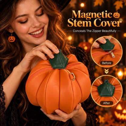 🎃✨Halloween-schoudertas ‘Hungry Pumpkin’: speelse pompoentas met open mond voor Halloweenfeestjes, trick-or-treat en herfstoutfits (✨Dezelfde als in de video)
