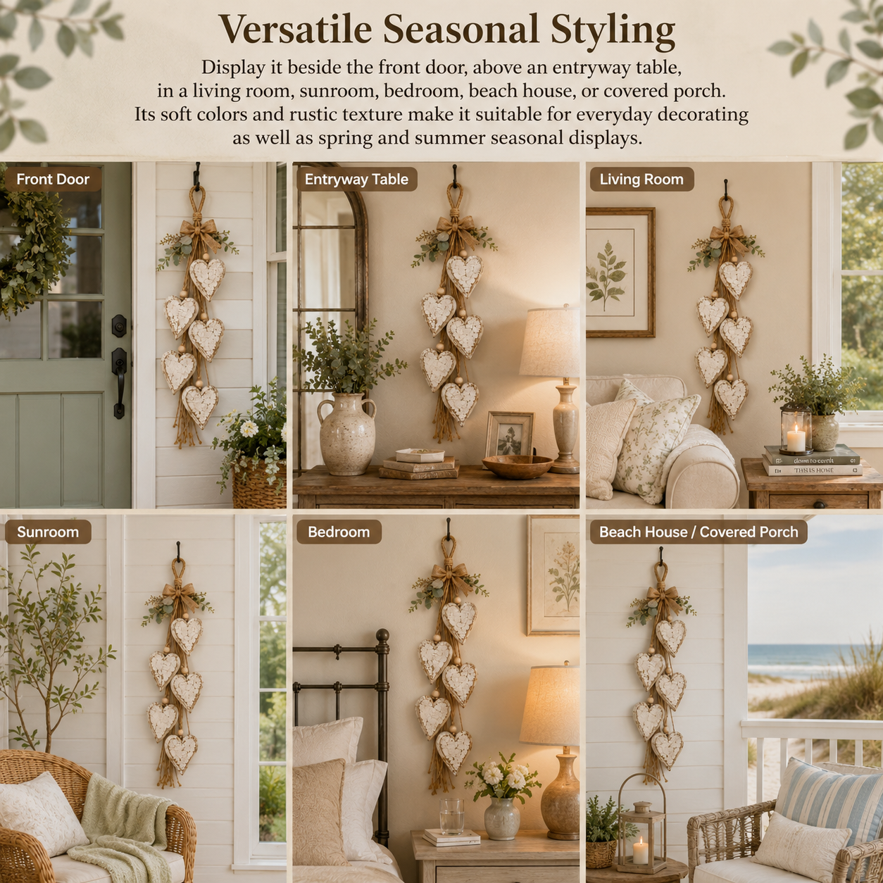 🤎 Wanddecoratie met hangend hartj