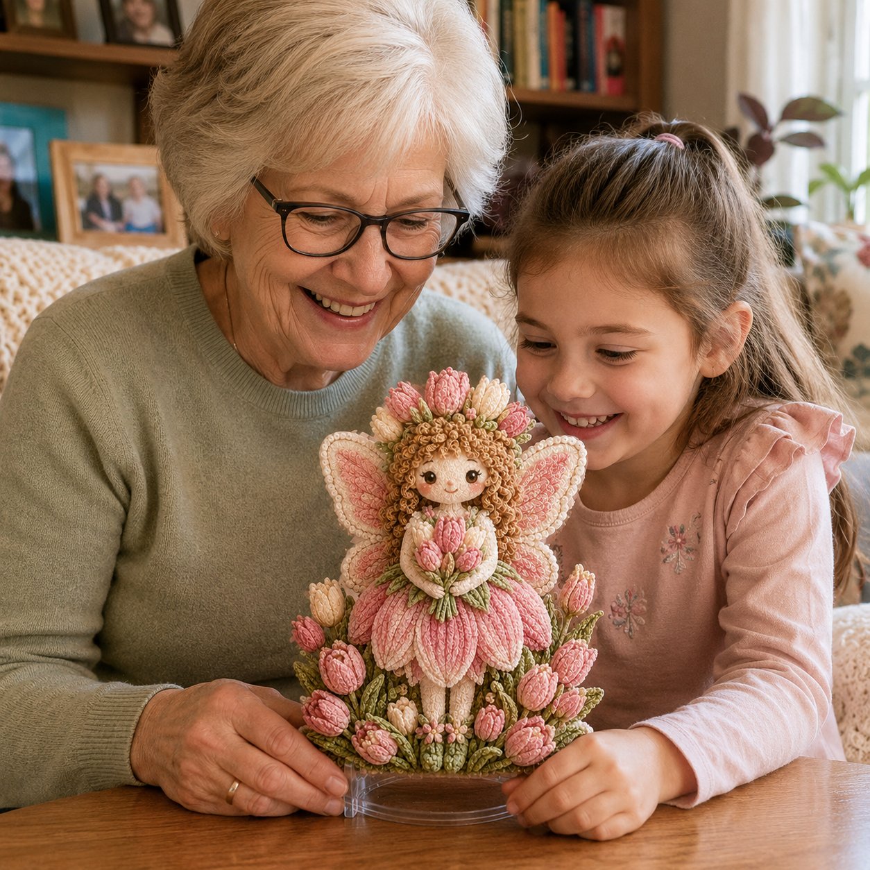🔥HOT SALE 49% KORTING – 🌸🧚‍♀️ Flower Fairy 3D-stof-poke-art-set | Naai-vrij knutselproject van zachte stof met een reliëfbloemmotief en een kant-en-klare feeënversiering ✨