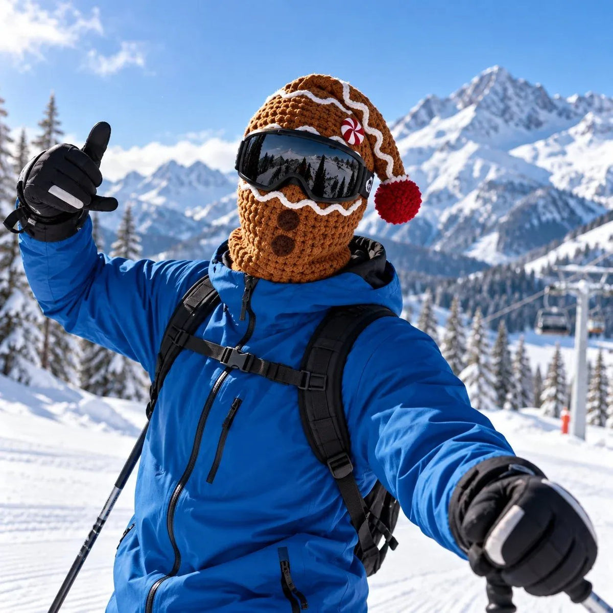 🎅🏂 3D-kerstmasker van gebreid materiaal | 🌬️Warme gezichtsmasker in 3 feestelijke stijlen voor skivakanties, feestjes en winteravonturen