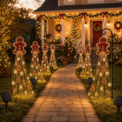 🎄 Gingerbread Magic: zonne-energie kerstverlichting voor in de tuin