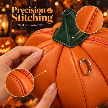 🎃✨Halloween-schoudertas ‘Hungry Pumpkin’: speelse pompoentas met open mond voor Halloweenfeestjes, trick-or-treat en herfstoutfits (✨Dezelfde als in de video)
