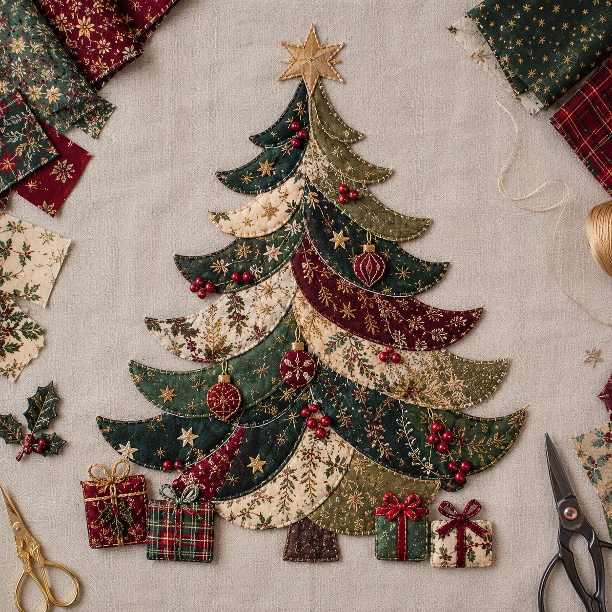 🔥LAATSTE DAG 49% KORTING - 🎅DIY-decoratieset met kerstpatchworkstof – Prachtige resultaten, geen ervaring nodig