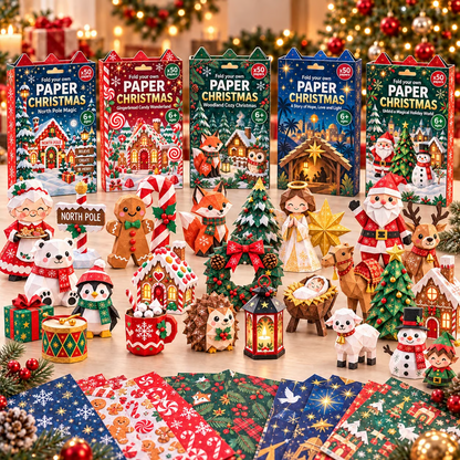 🎄DIY-kerstknutselpakket van papier – 250 vellen, 5 feestelijke thema’s🟌🌟