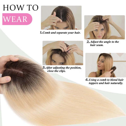 Golvend haarstuk | Ultradunne haarbasis | Licht haarstuk | Natuurlijk Remy haarstuk | Frisse look in seconden