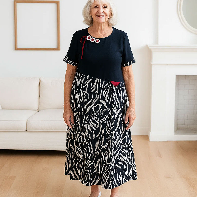 💞Maxi-Jurk Met Korte Mouwen En Knoopjesprint